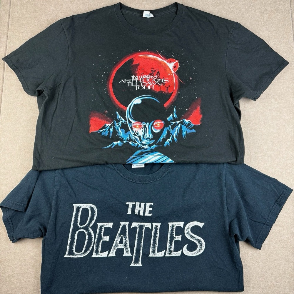 The Weeknd Beatles Shirt Bundle Men M/L Black After Hours Tour Band Graphic‎ Tee